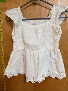Wallflower White Smocked Eyelet Peplum Camisole